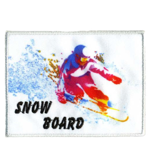 Lot de 3 écussons sport Snow Board blanc