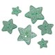 Lot de 6 boutons étoile pailleté vert d'eau