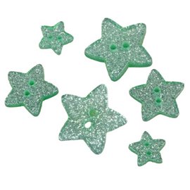 Lot de 6 boutons étoile pailleté vert d'eau