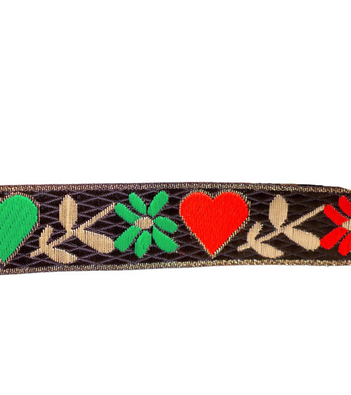 10m spool of hearts and flowers jacquard braid 25mm black