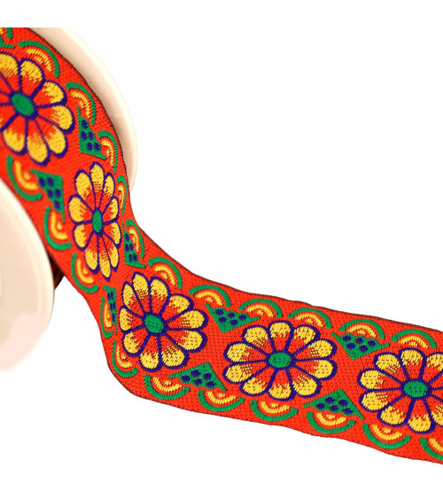 10m reel jacquard braid rosettes 50mm red