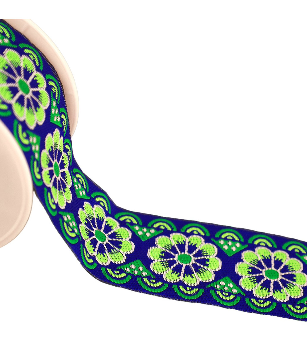 10m reel jacquard braid rosettes 50mm royal blue