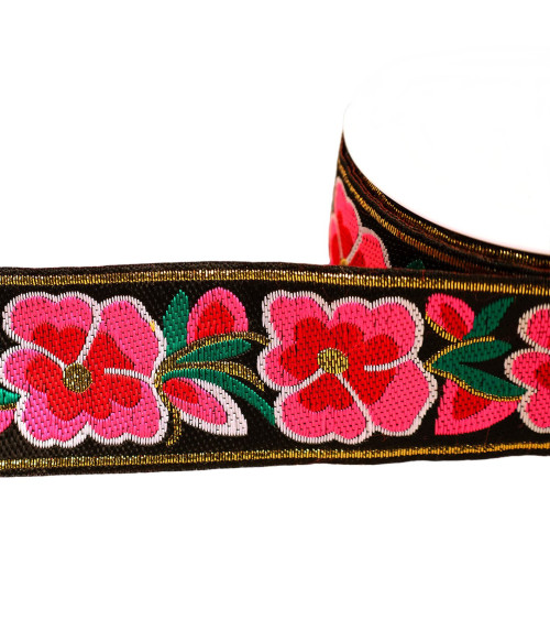 10m spool of flower jacquard braid 50mm black