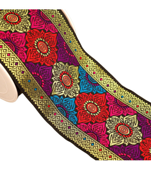 10m spool of 100mm multi-colored jacquard braid