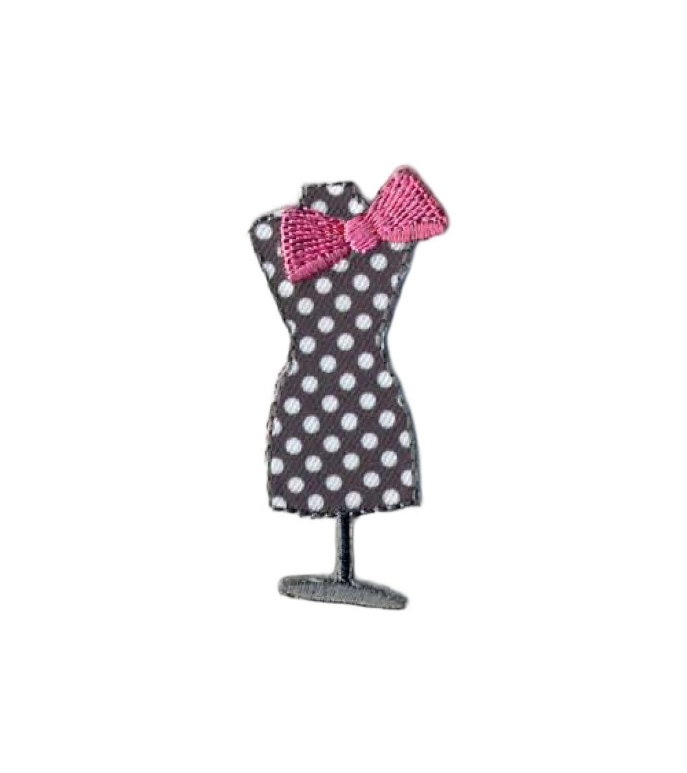 Lot de 3 écussons thermocollants mannequin gris à pois