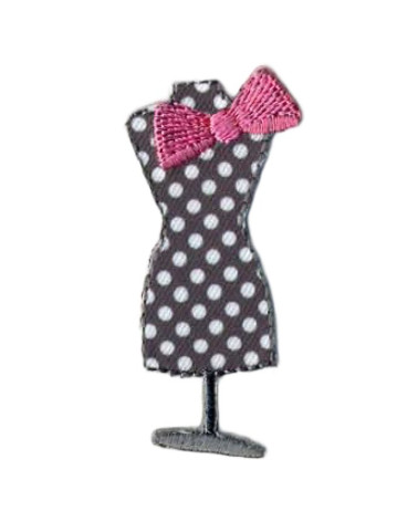 Lot de 3 écussons thermocollants mannequin gris à pois