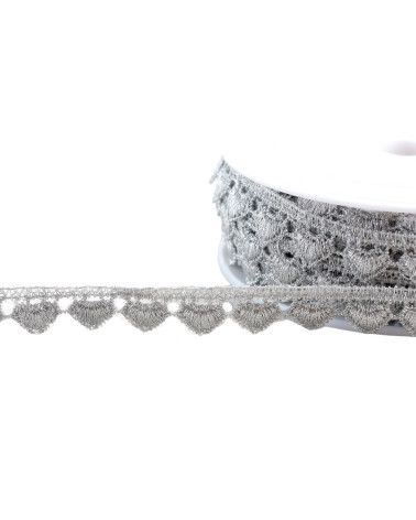 13.5m spool metallic guipure heart 15mm silver