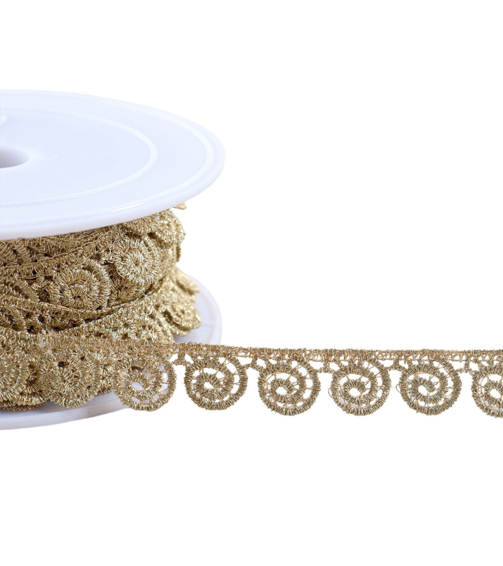 13.5m spool metallic guipure spiral 15mm gold