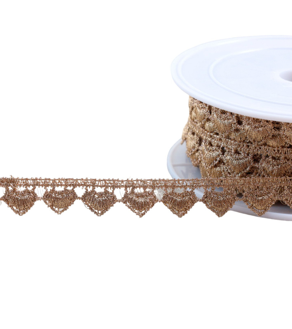 Spiral metallic guipure 15mm rose gold per meter
