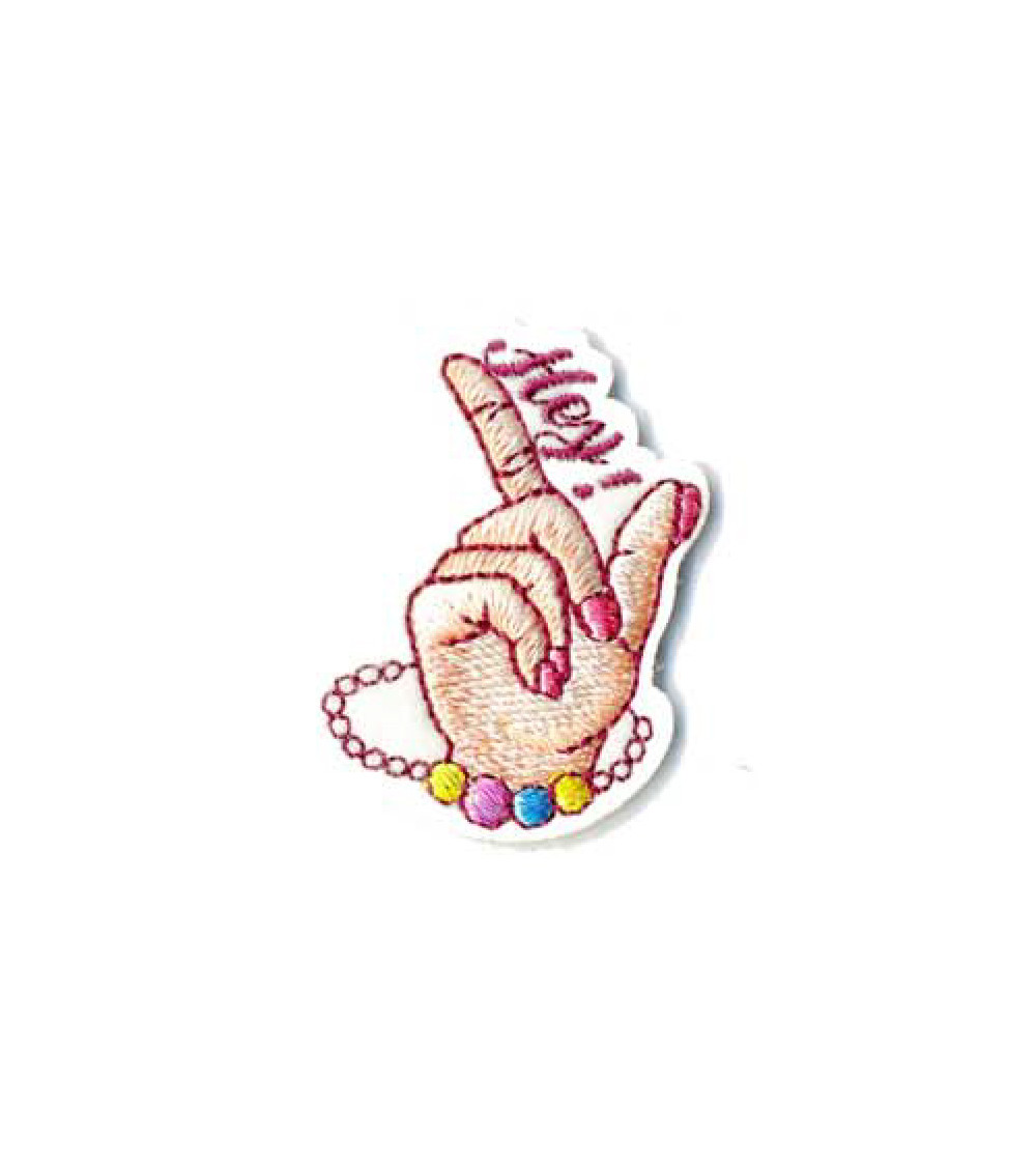 Set of 3 iron-on patches for women's hand Hey