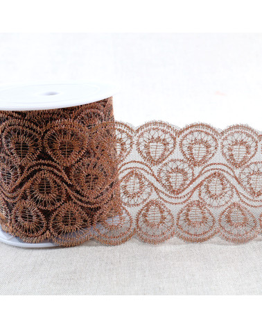 Metallic embroidery on 80mm black/gold/pink tulle by the meter