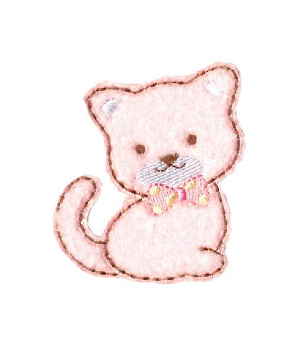 Set of 3 pink cat iron-on patches