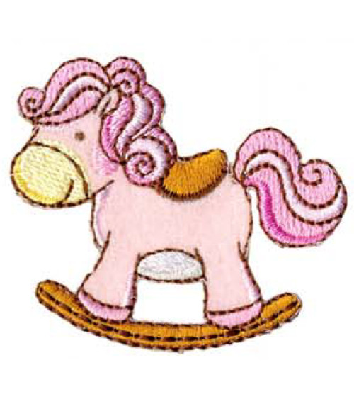 Set of 3 pink rocking horse thermocollant patches