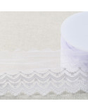 Bobine 18m tulle brodé double vague festonnées mat 108mm blanc