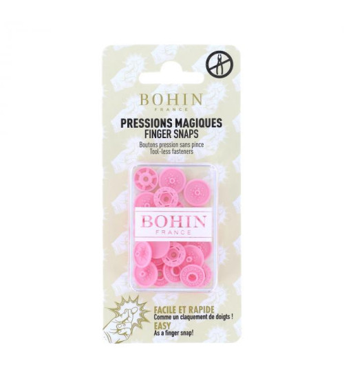 Boutons pressions sans pince 13mm Bohin rose layette