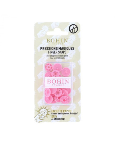 Bohin 13mm baby pink snap fasteners without pliers