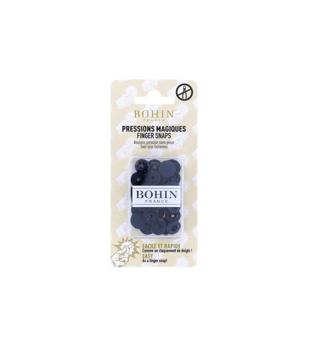 Bohin 13mm navy blue snap fasteners without clamp