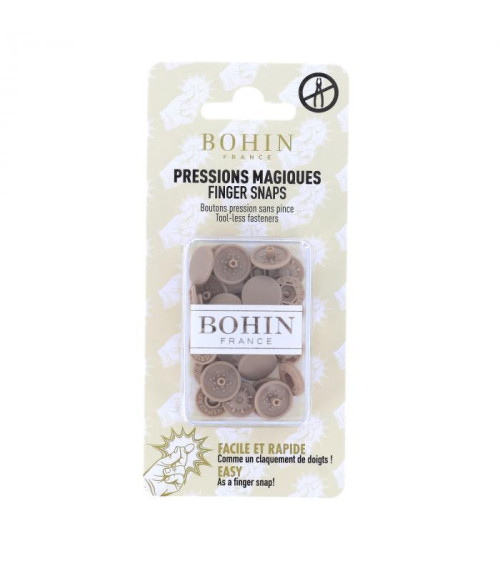 Boutons pressions sans pince 13mm Bohin beige