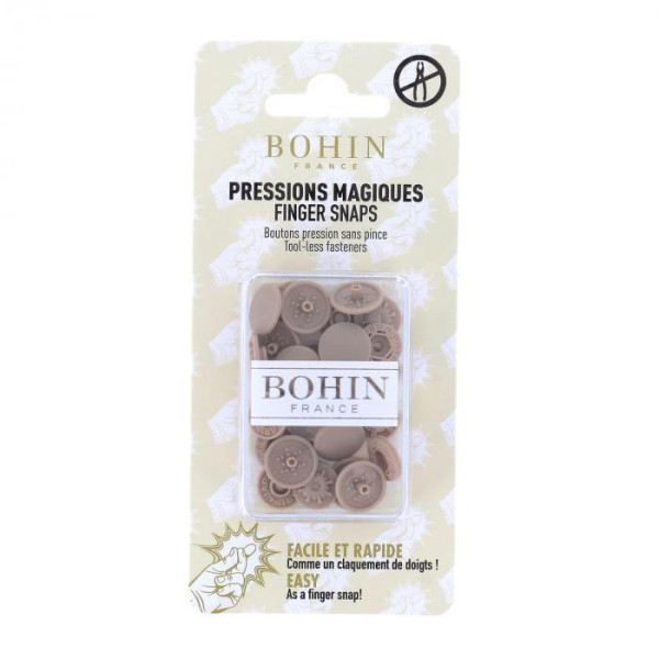 Boutons pressions sans pince 13mm Bohin beige