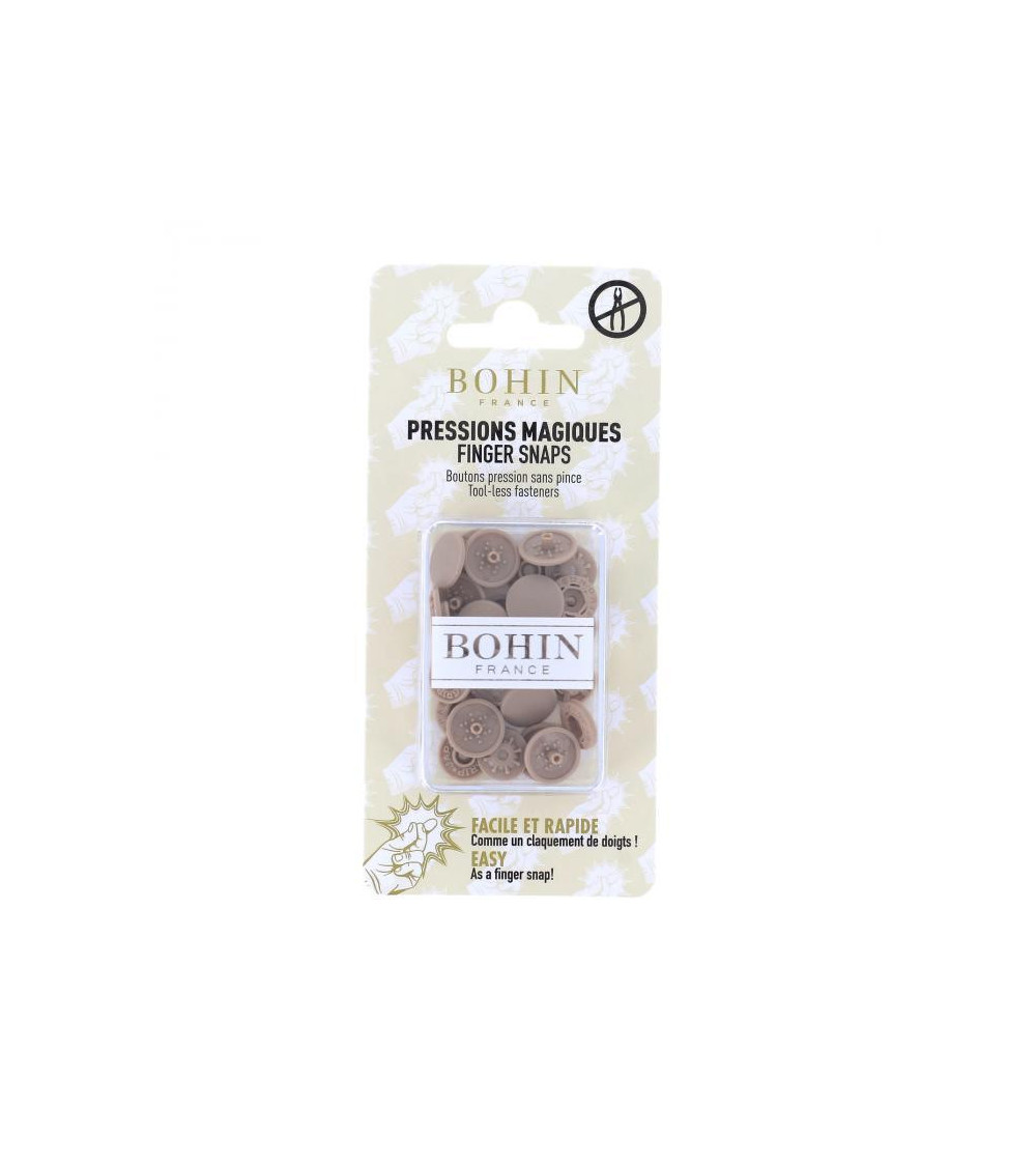 Boutons pressions sans pince 13mm Bohin beige