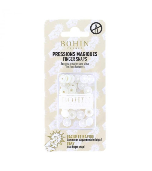 Boutons pressions sans pince 9mm Bohin blanc