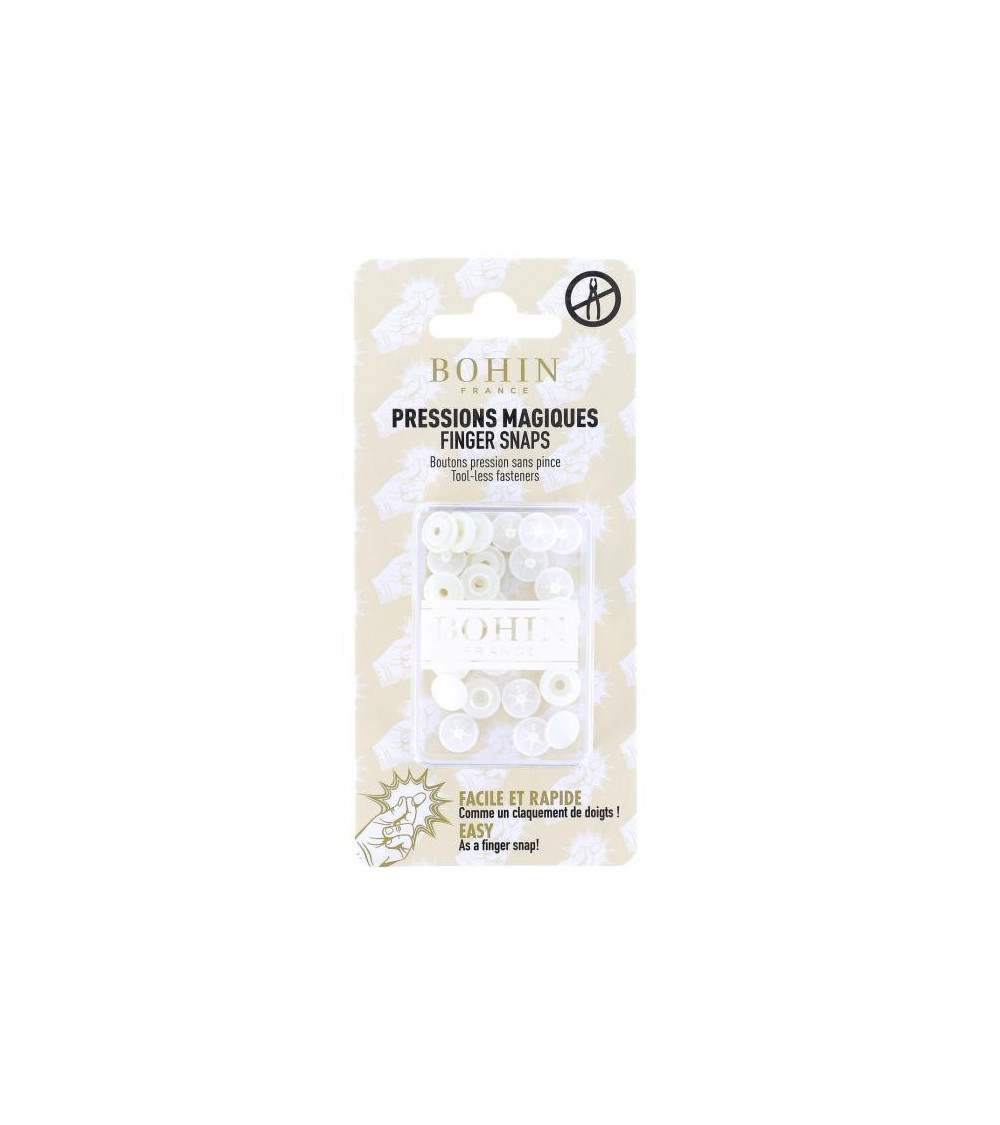 Boutons pressions sans pince 9mm Bohin blanc