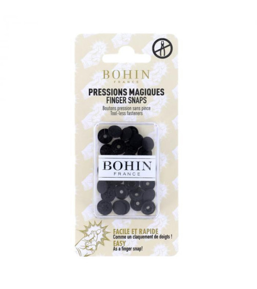 Boutons pressions sans pince 9mm Bohin noir