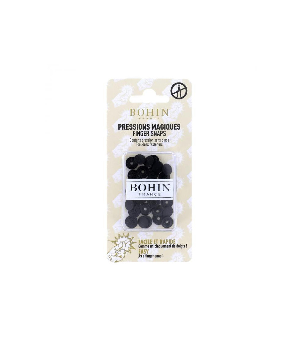 Boutons pressions sans pince 9mm Bohin noir