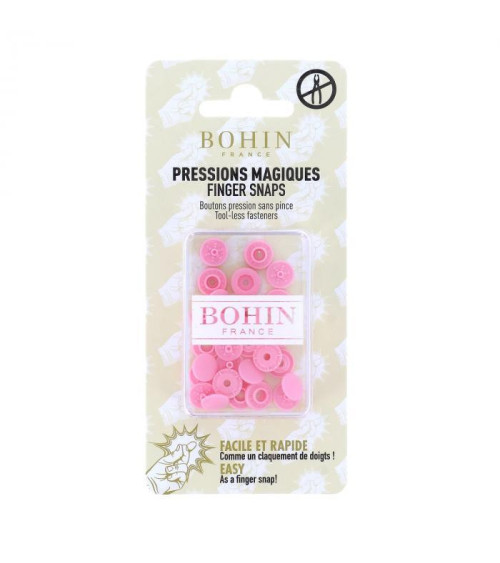 Boutons pressions sans pince 9mm Bohin rose layette