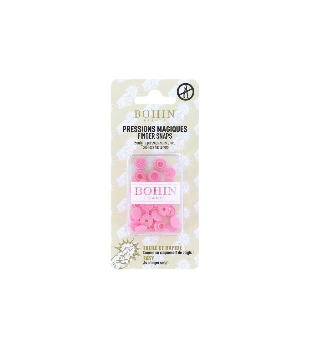 Bohin baby pink snap fasteners without clip 9mm