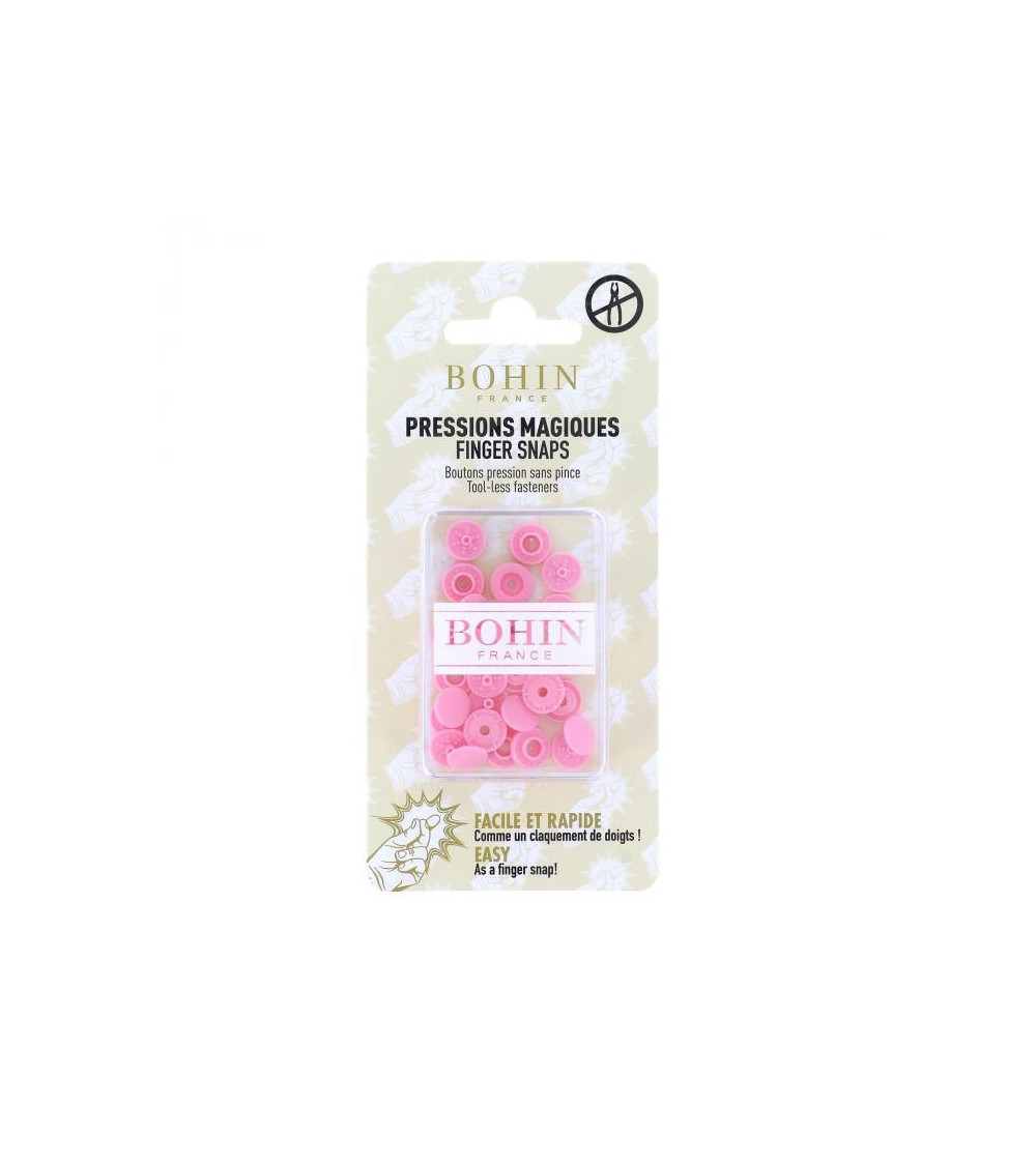 Boutons pressions sans pince 9mm Bohin rose layette