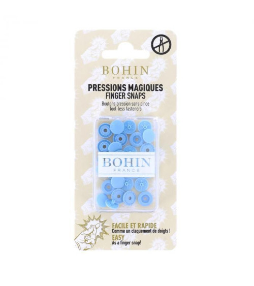9mm Bohin sky blue snap fasteners without pliers