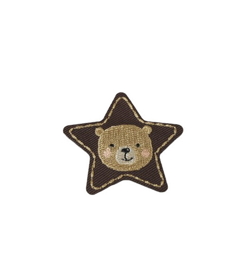 Set of 3 iron-on animal stars bear patches 4cm x 4cm