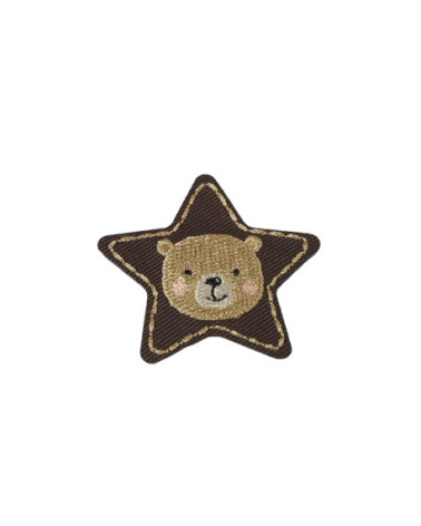 Set of 3 iron-on animal stars bear patches 4cm x 4cm