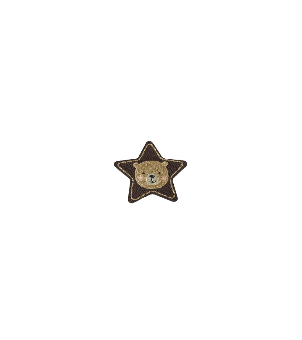 Animal stars bear iron-on patch 4cm x 4cm
