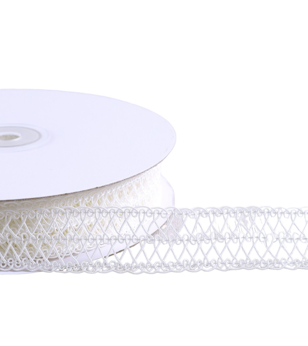 Bobine 20m galon arabesques galon arabesques blanc 25mm