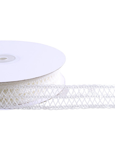 Bobine 20m galon arabesques galon arabesques blanc 25mm