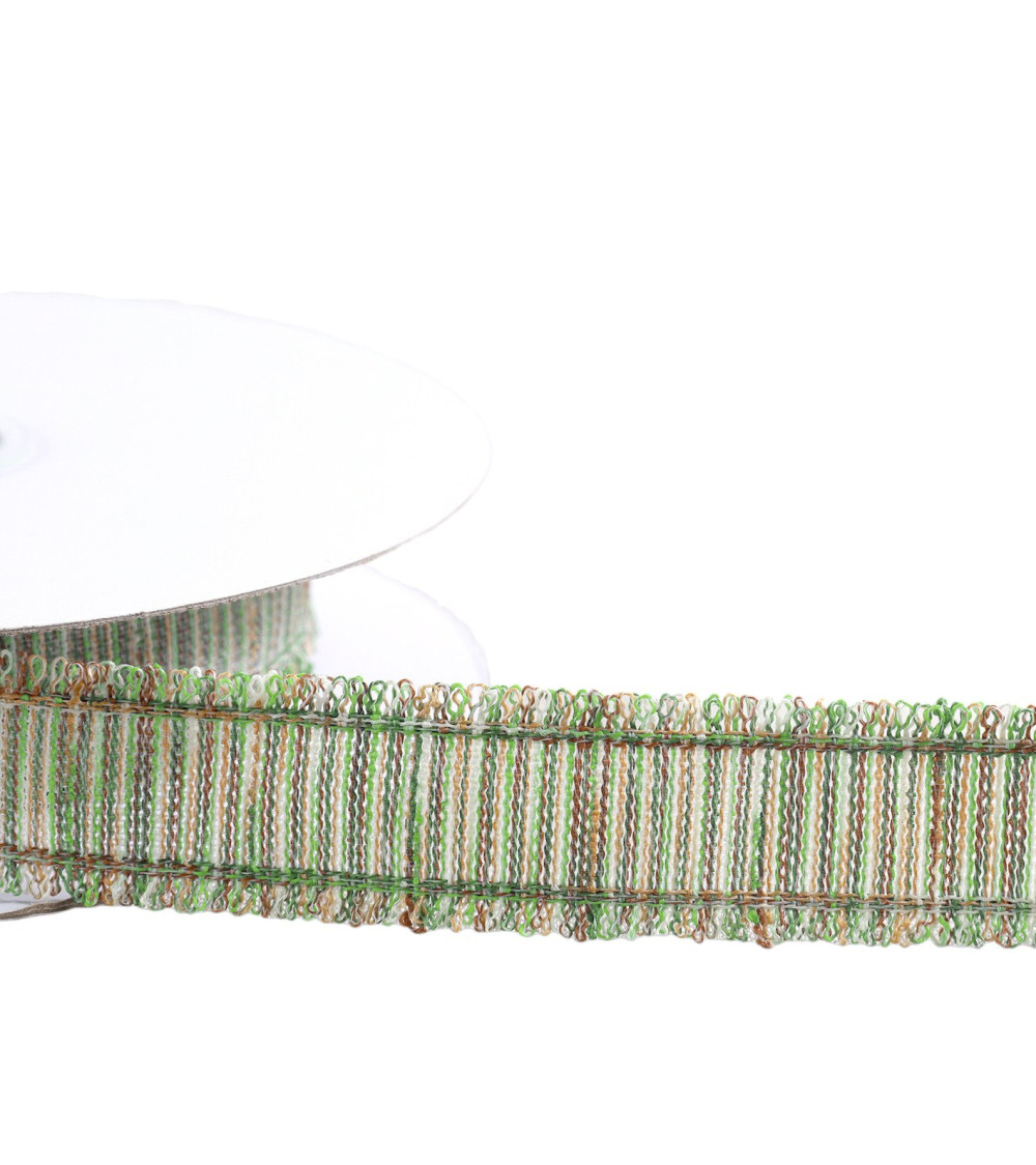 Bobine 20m galon double frange galon double frange vert foncé 25mm