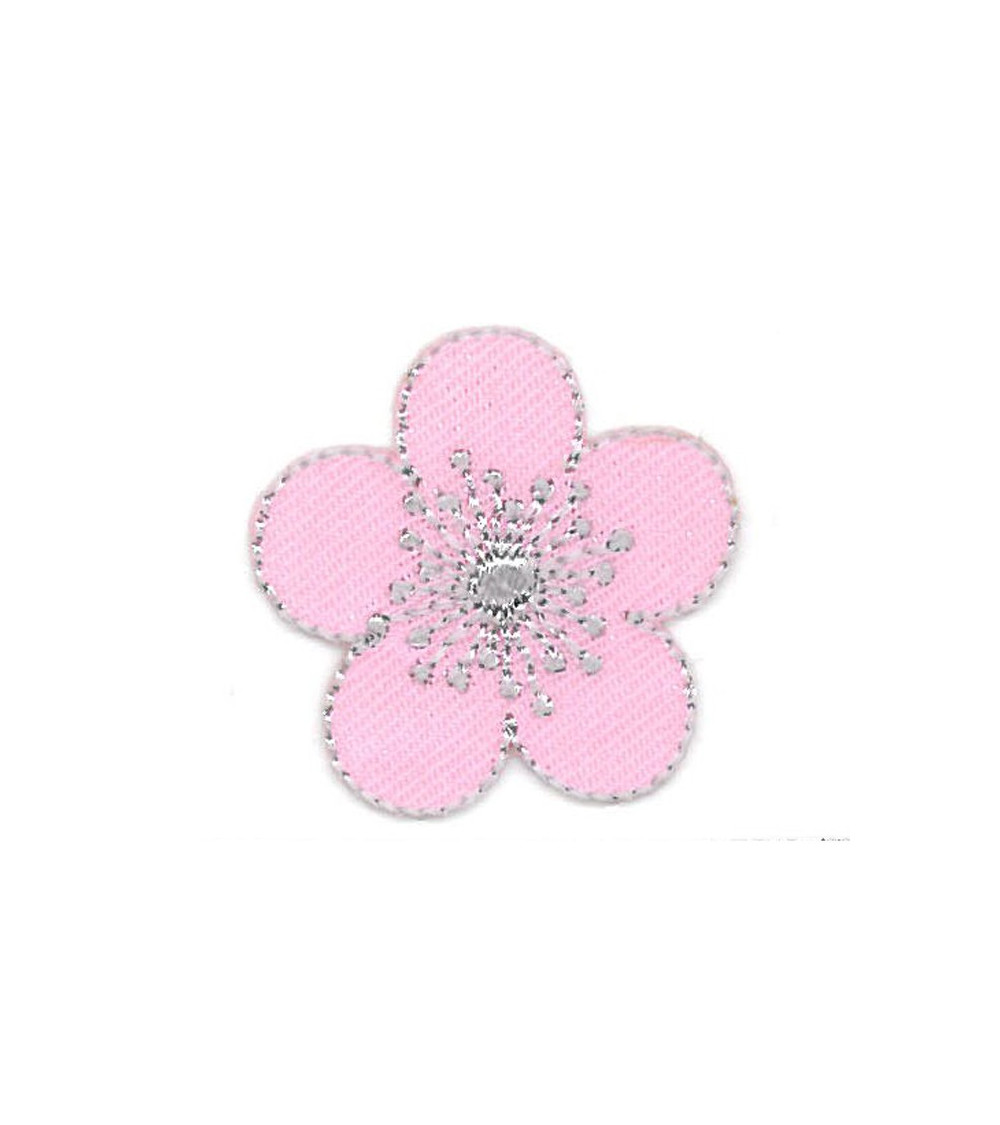 Ecusson thermocollant fleur rose