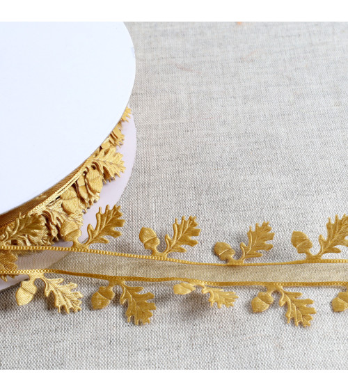 Spool 20m holly cut-out ribbon holly cut-out ribbon gold 35mm