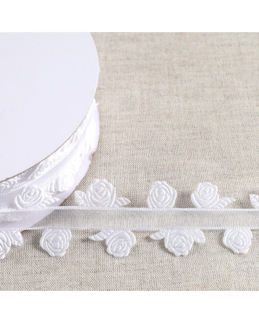 Spool 20m ribbon cut out roses ribbon cut out roses white 35mm