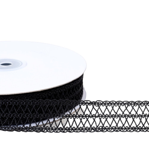 25mm black arabesque braid per meter