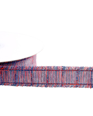 Double fringe braid 25mm red per meter