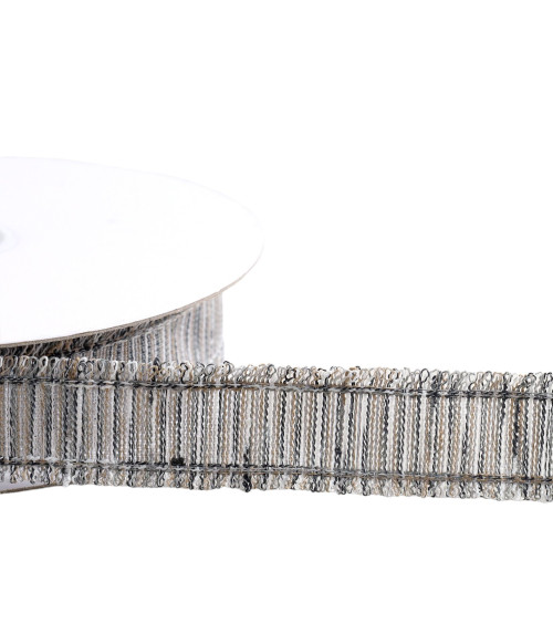 Double fringe braid 25mm black per meter