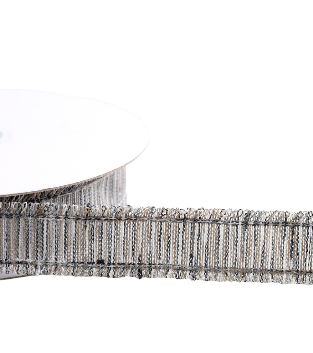 Double fringe braid 25mm black per meter