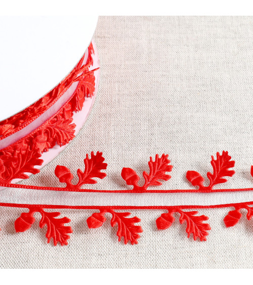 Holly cut ribbon 35mm red per meter
