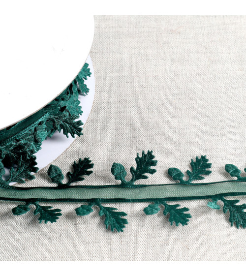 Holly cut ribbon 35mm bottle green per meter