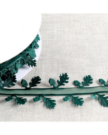 Holly cut ribbon 35mm bottle green per meter