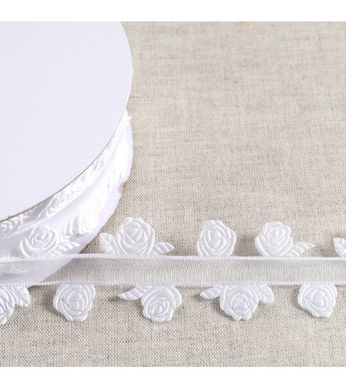 Rose cut ribbon 35mm white per meter
