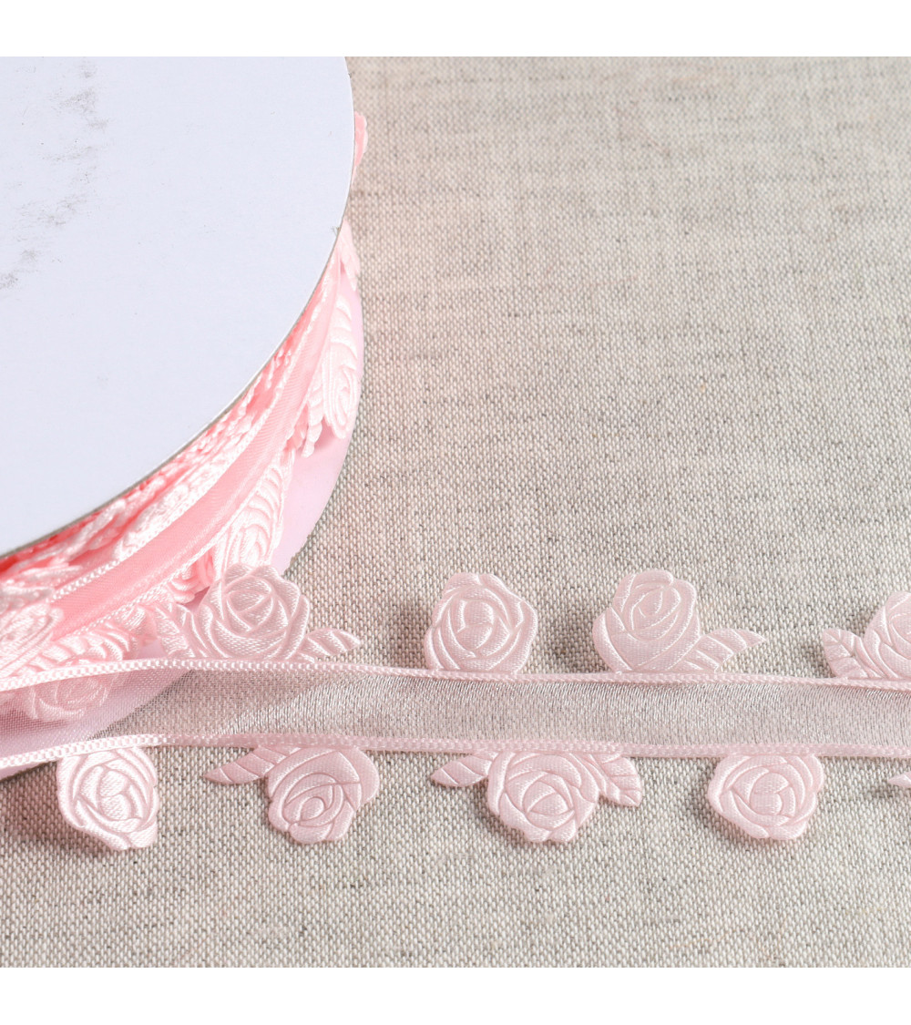 Rose cut ribbon 35mm light pink per meter